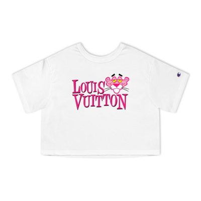 Louis Vuitton Logo Luxury Pink Panther Champion Lady Crop-Top T-Shirt CTB2379