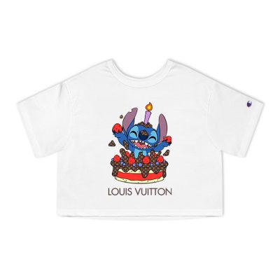 Louis Vuitton Logo Luxury Stitch Happy Birthday Champion Lady Crop-Top T-Shirt CTB2355