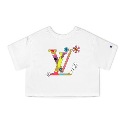 Louis Vuitton Logo Luxury Takashi Murakami Flower Champion Lady Heritage Crop-Top T-Shirt CTB185