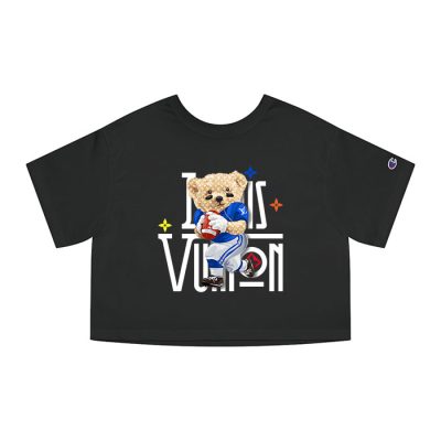 Louis Vuitton Logo Luxury Teddy Bear Basketball Champion Lady Crop-Top T-Shirt NTB2148