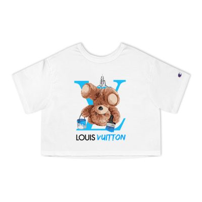 Louis Vuitton Logo Luxury Teddy Bear Champion Lady Crop-Top T-Shirt CTB2380