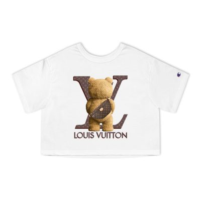 Louis Vuitton Logo Luxury Teddy Bear Champion Lady Crop-Top T-Shirt NTB2112