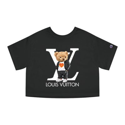 Louis Vuitton Logo Luxury Teddy Bear Champion Lady Crop-Top T-Shirt NTB2126