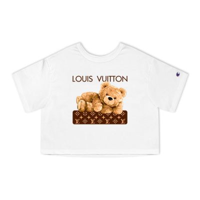 Louis Vuitton Logo Luxury Teddy Bear Champion Lady Crop-Top T-Shirt NTB2127