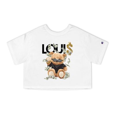 Louis Vuitton Logo Luxury Teddy Bear Champion Lady Crop-Top T-Shirt NTB2129