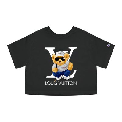 Louis Vuitton Logo Luxury Teddy Bear Champion Lady Crop-Top T-Shirt NTB2130