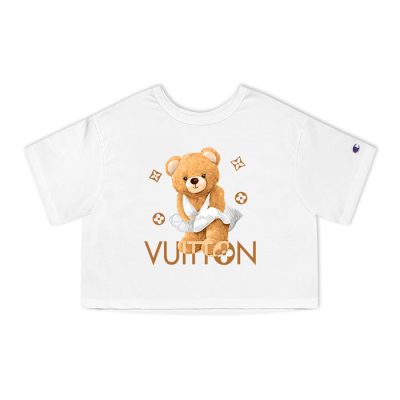 Louis Vuitton Logo Luxury Teddy Bear Champion Lady Crop-Top T-Shirt NTB2134