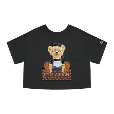 Louis Vuitton Logo Luxury Teddy Bear Champion Lady Crop-Top T-Shirt NTB2139