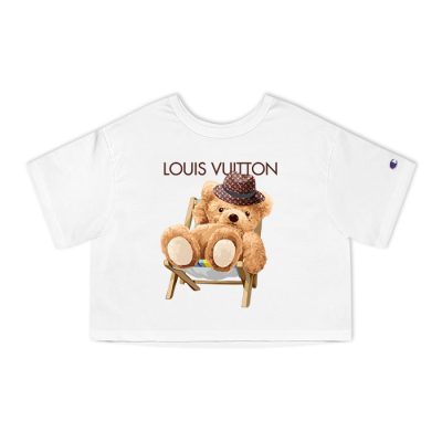 Louis Vuitton Logo Luxury Teddy Bear Champion Lady Crop-Top T-Shirt NTB2141