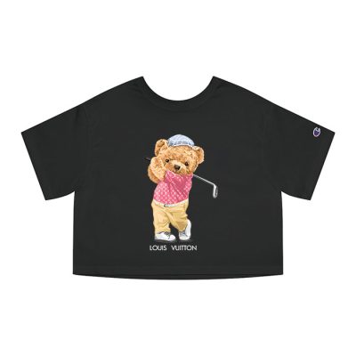 Louis Vuitton Logo Luxury Teddy Bear Champion Lady Crop-Top T-Shirt NTB2142