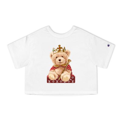 Louis Vuitton Logo Luxury Teddy Bear Champion Lady Crop-Top T-Shirt NTB2143