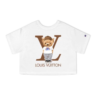 Louis Vuitton Logo Luxury Teddy Bear Champion Lady Crop-Top T-Shirt NTB2145