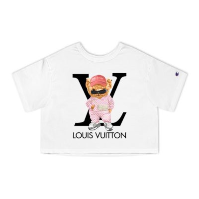 Louis Vuitton Logo Luxury Teddy Bear Champion Lady Crop-Top T-Shirt NTB2150