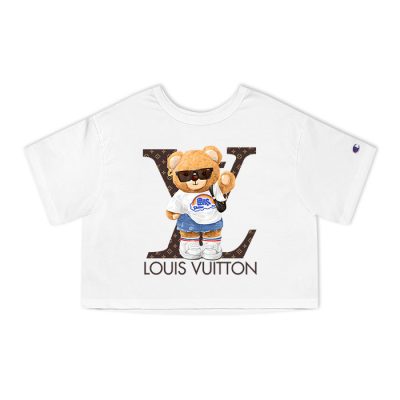 Louis Vuitton Logo Luxury Teddy Bear Champion Lady Crop-Top T-Shirt NTB2159