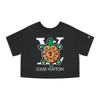 Louis Vuitton Logo Luxury Turtle Humanmade Champion Lady Heritage Crop-Top T-Shirt CTB160