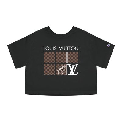 Louis Vuitton Logo Luxury With Damier Pattern Champion Lady Heritage Crop-Top T-Shirt CTB197