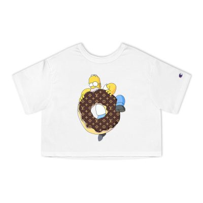 Louis Vuitton Monogram Canvas Pattern Homer Simpson Champion Lady Heritage Crop-Top T-Shirt CTB159