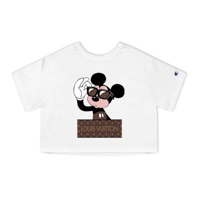 Louis Vuitton Monogram Canvas Pattern Mickey Mouse Champion Lady Heritage Crop-Top T-Shirt CTB095