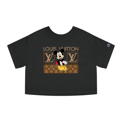 Louis Vuitton Monogram Canvas Pattern Mickey Mouse Champion Lady Heritage Crop-Top T-Shirt CTB156