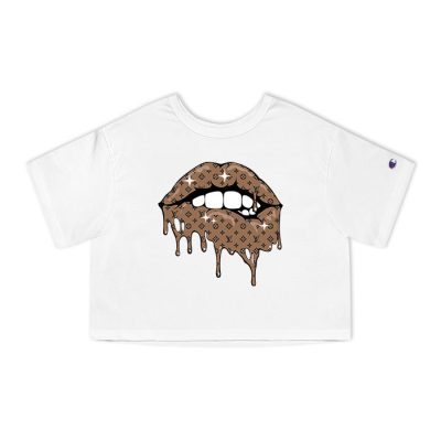 Louis Vuitton Monogram Canvas Pattern Sexy Lips Champion Lady Heritage Crop-Top T-Shirt CTB163