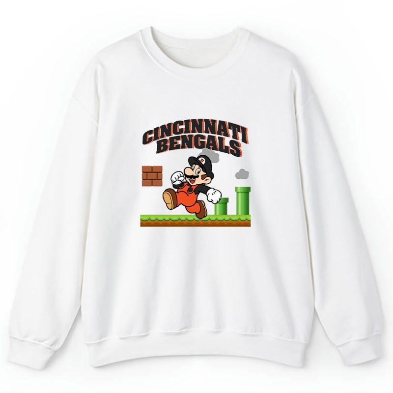 Mario X Cincinnati Bengals Team NFL American Football Unisex Sweatshirt TAS8583