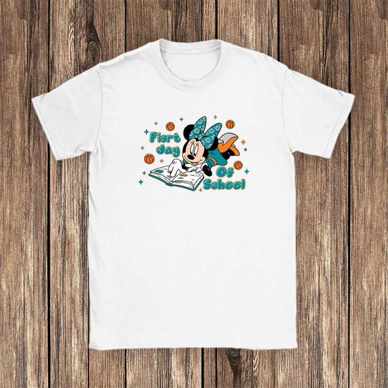 Miami Dolphins X Welcome Back To School Gift X Minnie Mouse Unisex T-Shirt Cotton Tee TAT11182