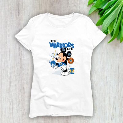 Mickey Mouse Painted Himself The Team Colors X Golden State Warriors Team Lady T-Shirt Women Tee LTL11095