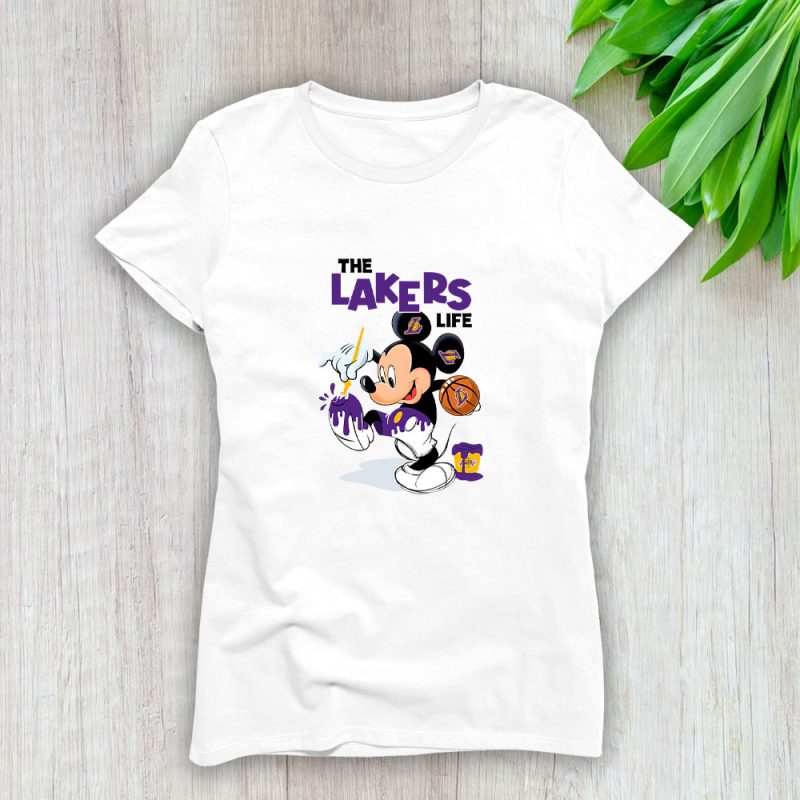 Mickey Mouse Painted Himself The Team Colors X Los Angeles Lakers Team Lady T-Shirt Women Tee LTL11096