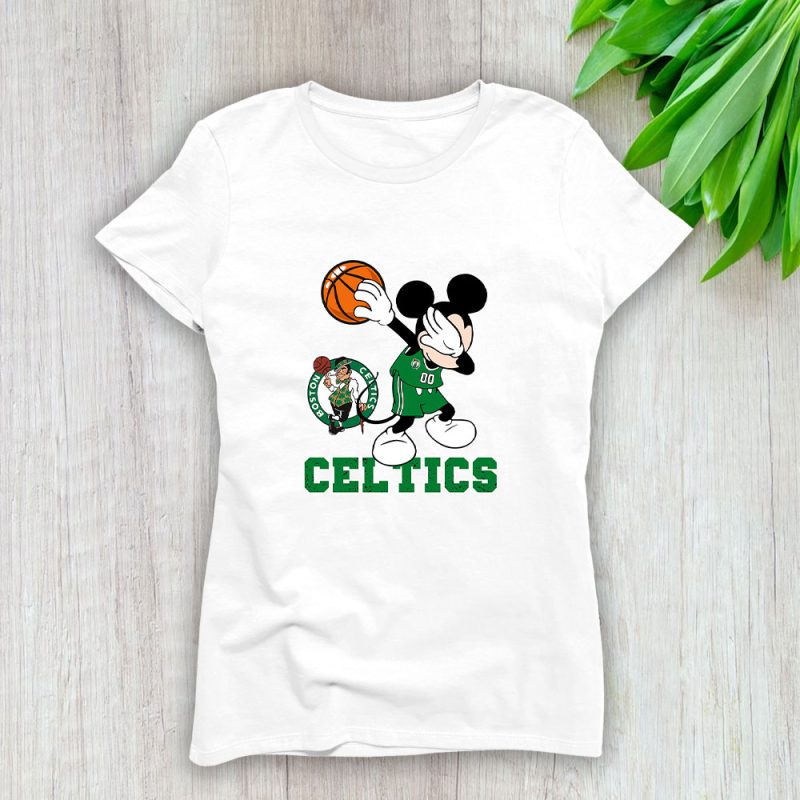 Mickey Mouse X Dabbing Dance X Boston Celtics Team X NBA X Basketball Lady T-Shirt Women Tee LTL10879