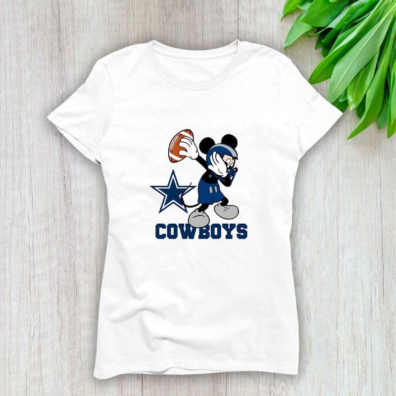 Mickey Mouse X Dabbing Dance X Dallas Cowboys Team X NFL X American Football Lady T-Shirt Women Tee LTL10884