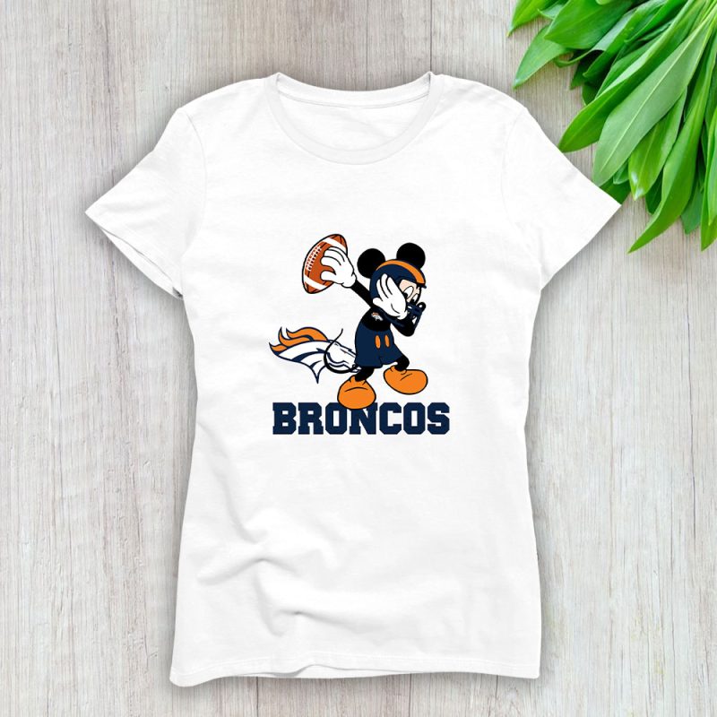 Mickey Mouse X Dabbing Dance X Denver Broncos Team X NFL X American Football Lady T-Shirt Women Tee LTL10893