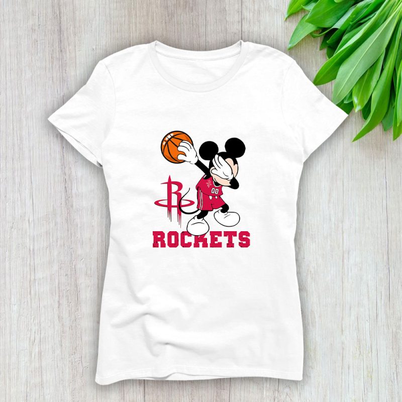 Mickey Mouse X Dabbing Dance X Houston Rockets Team X NBA X Basketball Lady T-Shirt Women Tee LTL10881