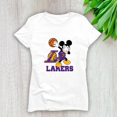 Mickey Mouse X Dabbing Dance X Los Angeles Lakers Team X NBA X Basketball Lady T-Shirt Women Tee LTL10876