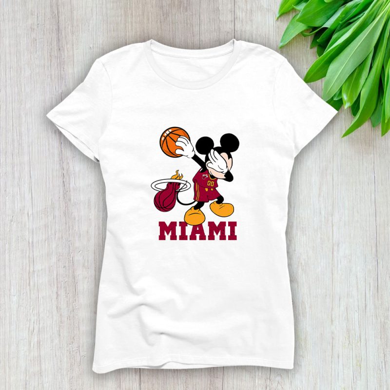 Mickey Mouse X Dabbing Dance X Miami Heat Team X NBA X Basketball Lady T-Shirt Women Tee LTL10880