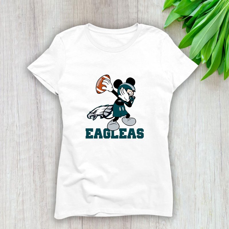 Mickey Mouse X Dabbing Dance X Philadelphia Eagles Team X NFL X American Football Lady T-Shirt Women Tee LTL10892