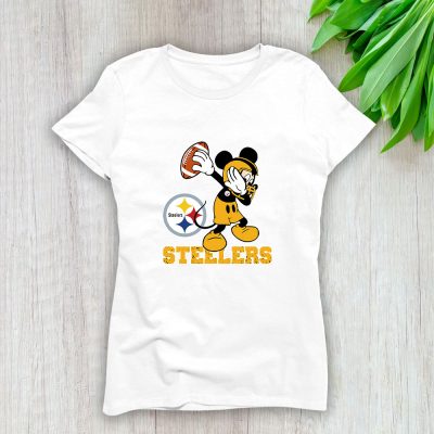 Mickey Mouse X Dabbing Dance X Pittsburgh Steelers Team X NFL X American Football Lady T-Shirt Women Tee LTL10888