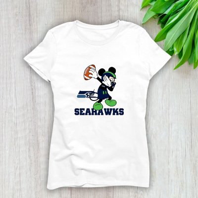 Mickey Mouse X Dabbing Dance X Seattle Seahawks Team X NFL X American Football Lady T-Shirt Women Tee LTL10874