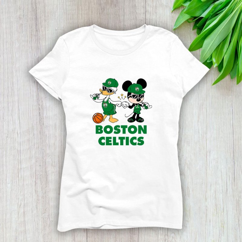 Mickey Mouse X Donald Duck X Boston Celtics Team X NBA X Basketball Lady T-Shirt Women Tee LTL10829