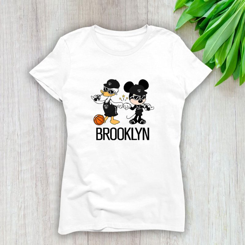 Mickey Mouse X Donald Duck X Brooklyn Nets Team X NBA X Basketball Lady T-Shirt Women Tee LTL10835