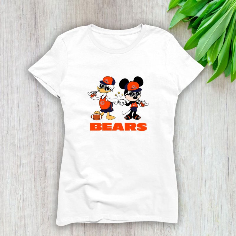 Mickey Mouse X Donald Duck X Chicago Bears Team X NFL X American Football Lady T-Shirt Women Tee LTL10841