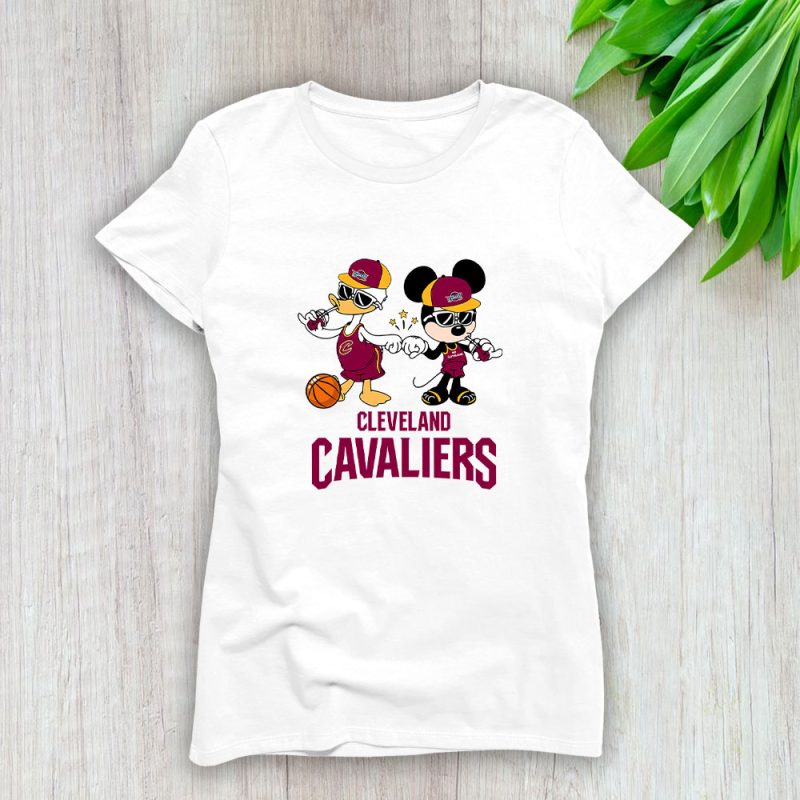 Mickey Mouse X Donald Duck X Cleveland Cavaliers Team X NBA X Basketball Lady T-Shirt Women Tee LTL10827