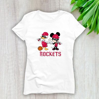 Mickey Mouse X Donald Duck X Houston Rockets Team X NBA X Basketball Lady T-Shirt Women Tee LTL10831