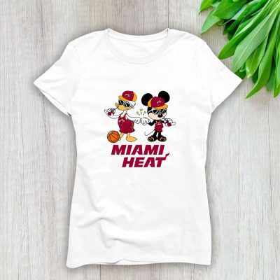 Mickey Mouse X Donald Duck X Miami Heat Team X NBA X Basketball Lady T-Shirt Women Tee LTL10830