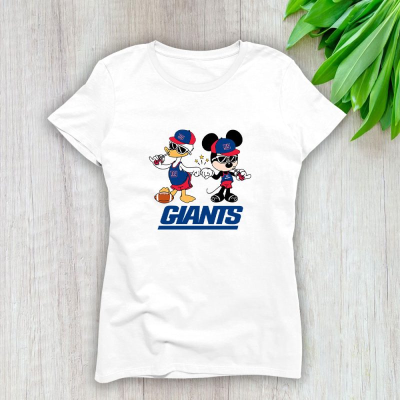 Mickey Mouse X Donald Duck X New York Giants Team X NFL X American Football Lady T-Shirt Women Tee LTL10840