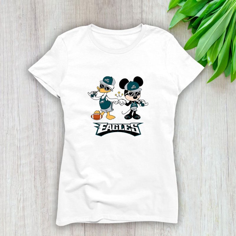 Mickey Mouse X Donald Duck X Philadelphia Eagles Team X NFL X American Football Lady T-Shirt Women Tee LTL10842