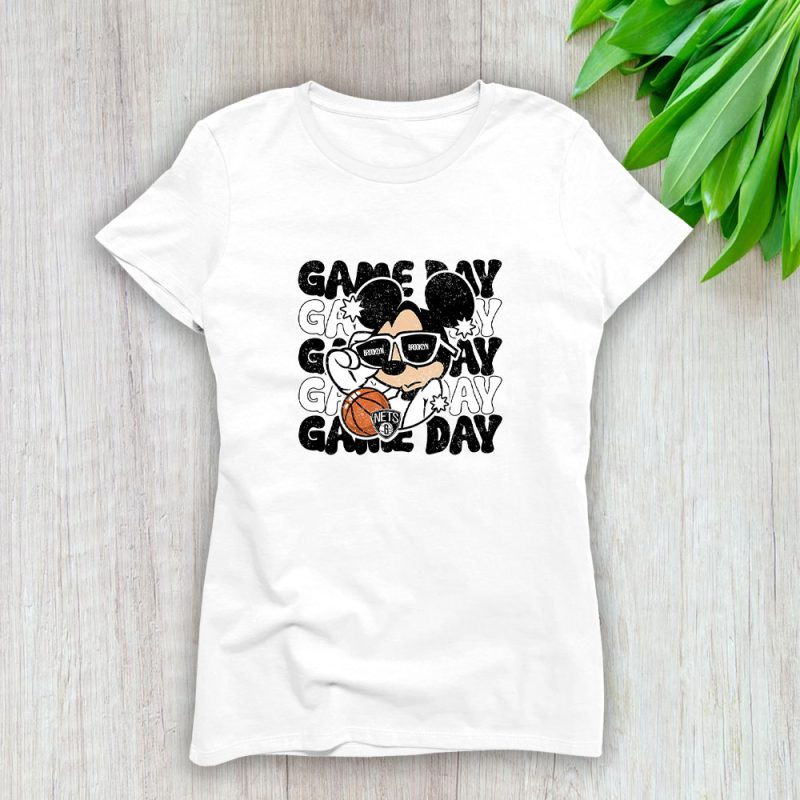 Mickey Mouse X Game Day X Brooklyn Nets Team Lady T-Shirt Women Tee LTL10945