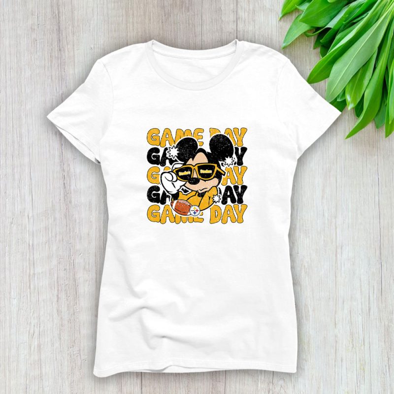 Mickey Mouse X Game Day X Pittsburgh Steelers Team Lady T-Shirt Women Tee LTL10948