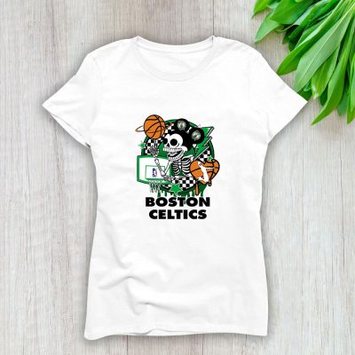 Mickey Skull Retro Basketball Sublimation Boston Celtics Team Lady T-Shirt Women Tee LTL11049