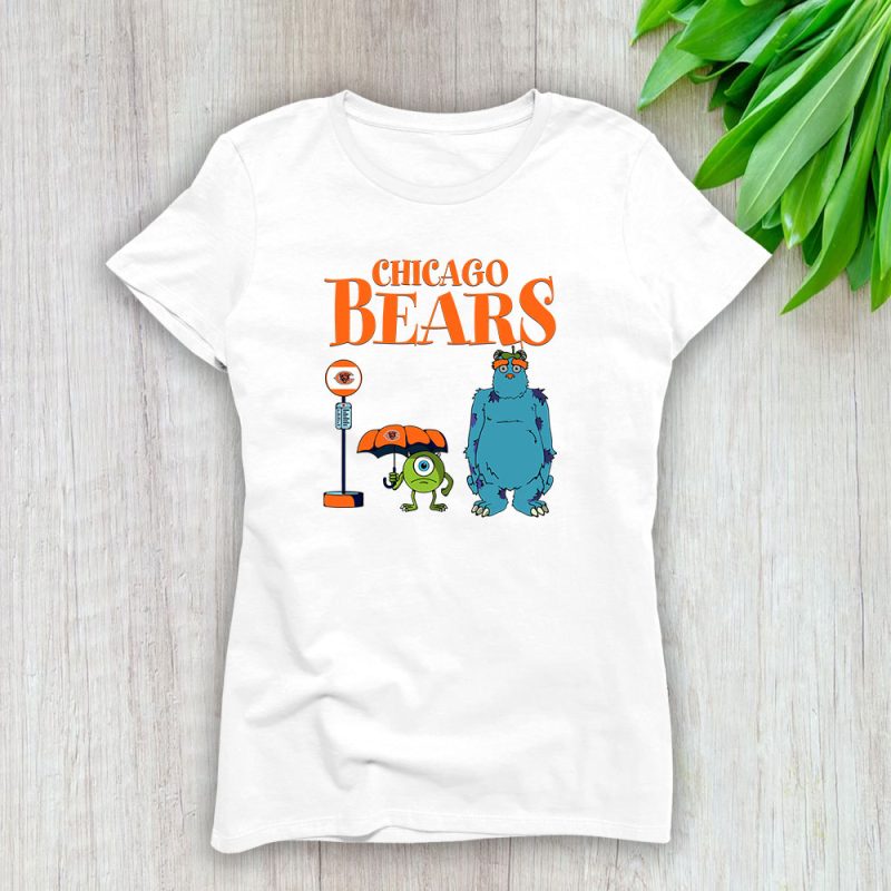 Monster X Mike X Sully X Chicago Bears Team NFL American Football Lady T-Shirt Women Tee LTL9017