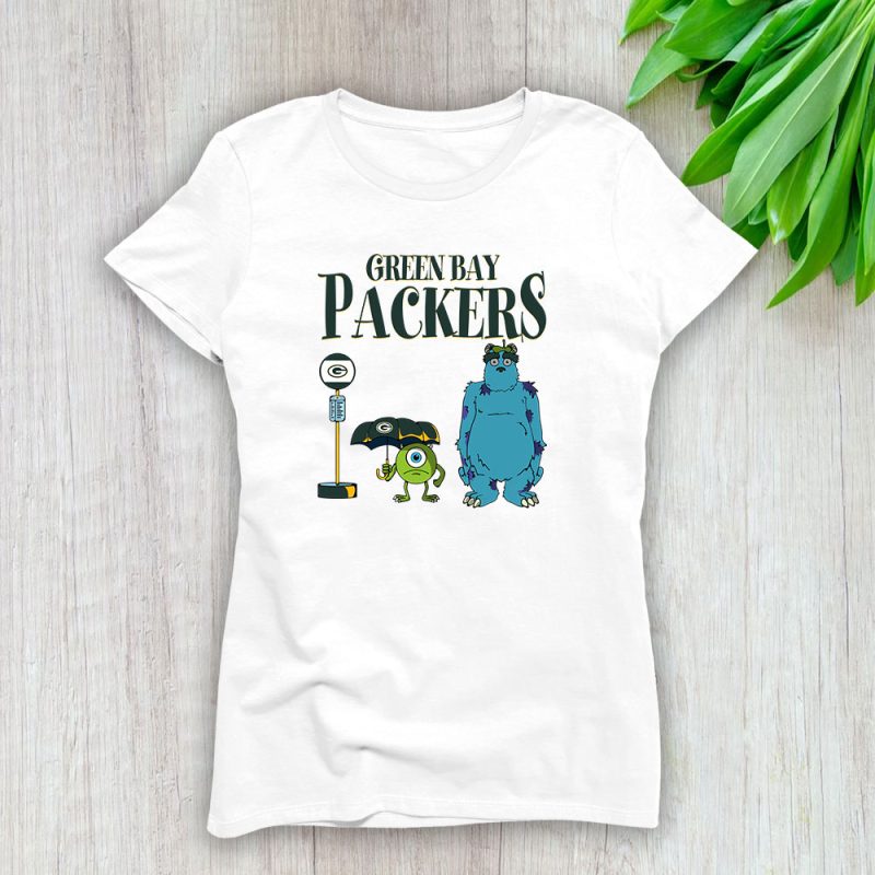 Monster X Mike X Sully X Green Bay Packers Team NFL American Football Lady T-Shirt Women Tee LTL9020